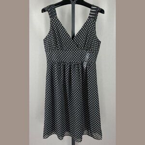 NEW Gap Dress Womens 6 black tan dot fit flare preppy vintage classic